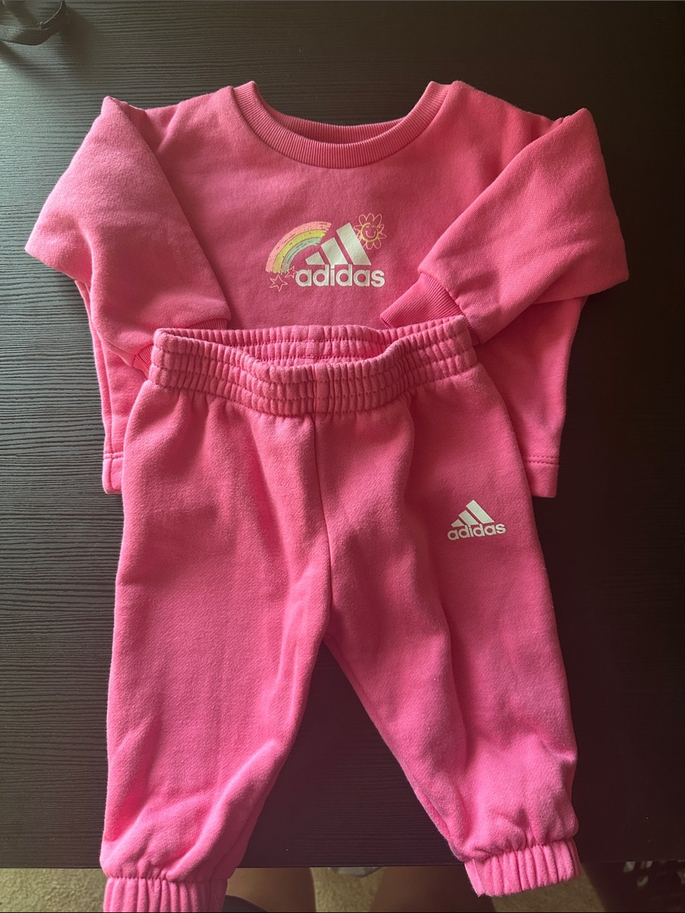 adidas Pink Baby Sweatshirt & Jogger Set size 3m